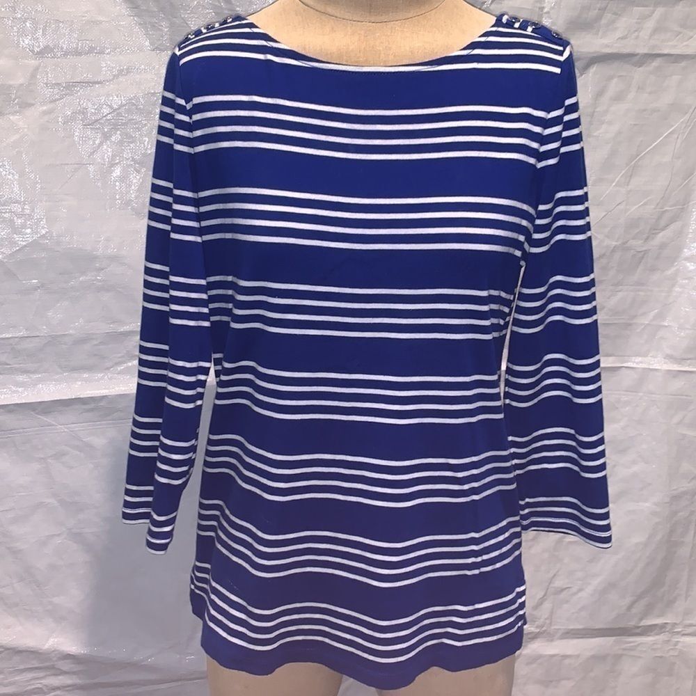 Rafaella Weekend striped three quarter length sleeve top, Medium